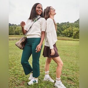 Addison Bay Locust Active Sweater Cream Short Sleeve Preppy Knit Top large